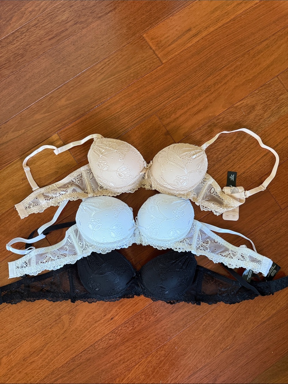 Rene Rofe Lace Push-Up Bra - Ivory, White & Black